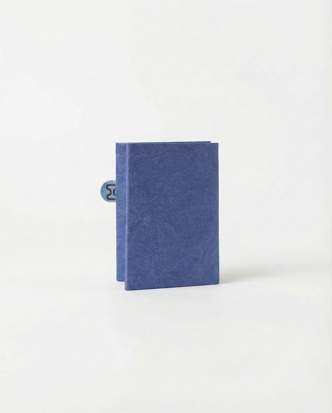 blue miniwallet, back side angled view