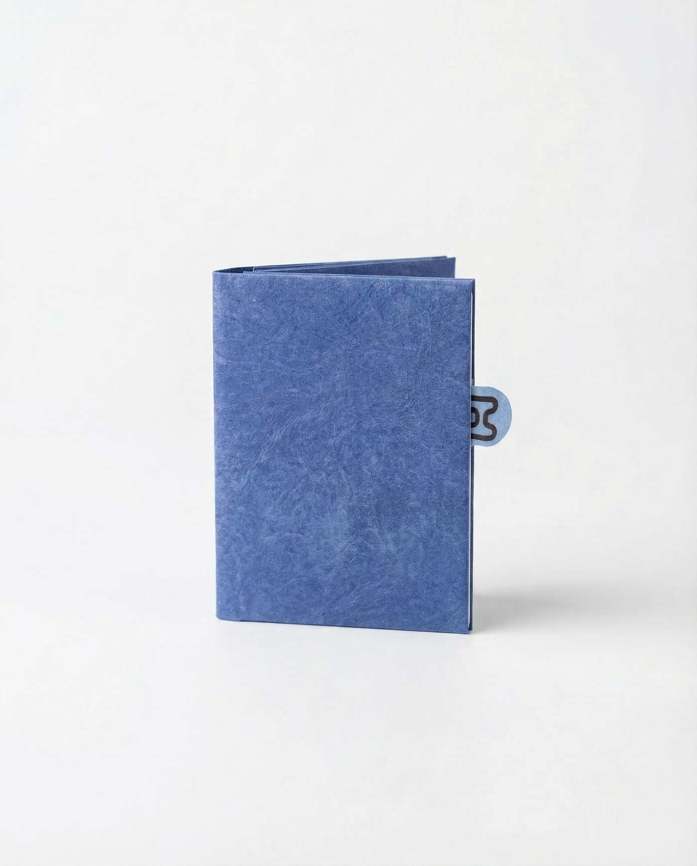blue miniwallet, front folded view