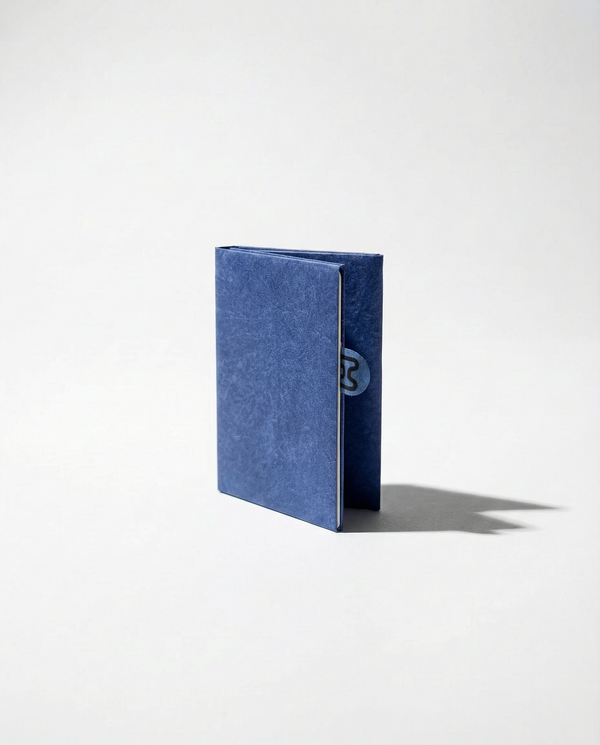 blue tyvek card wallet, front, folded