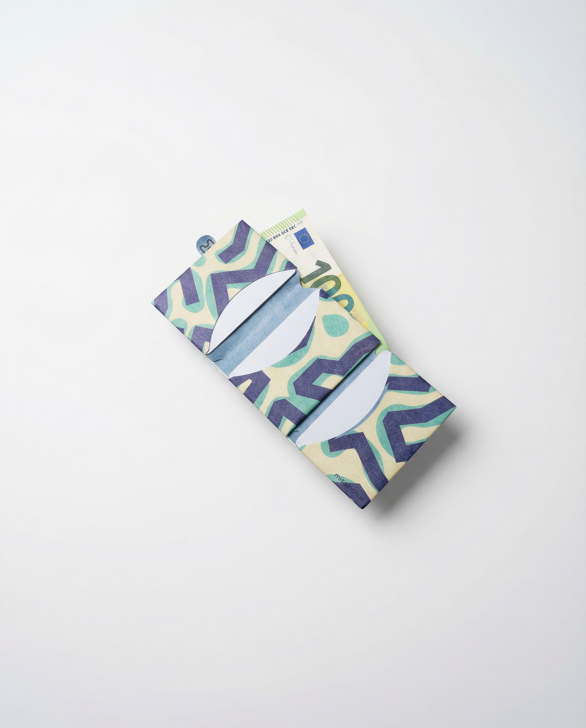 paths tyvek card wallet open with cash, bills lying flat